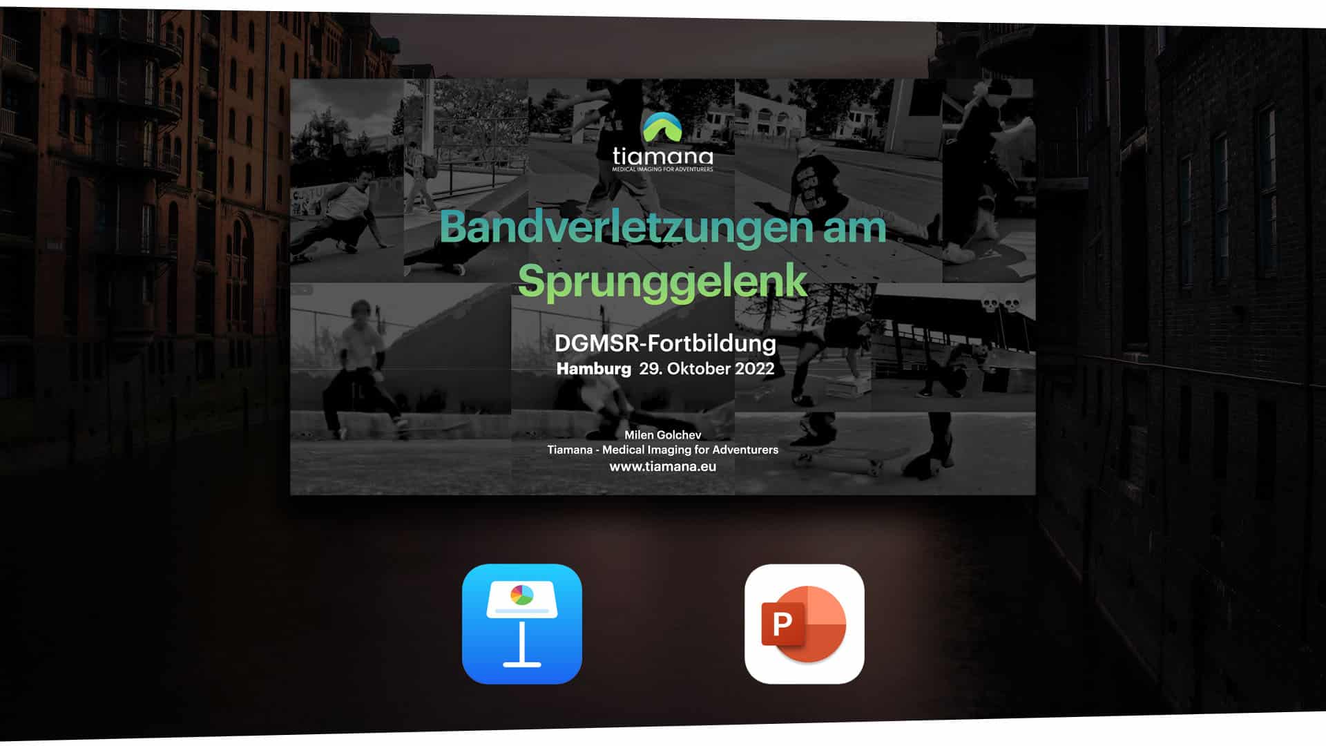 Vortrag von Dr. med. Milen Golchev bei der DGMSR-Fortbildung in Hamburg am 29.10.2022 zum Thema "Bandverletzungen am Sprunggelenk"